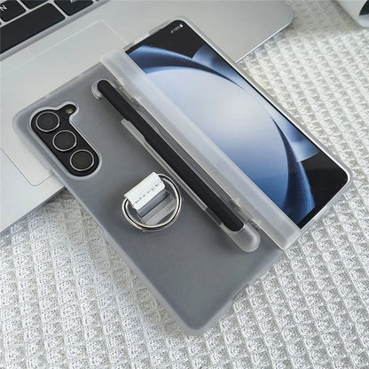 For Samsung Galaxy Z Fold5 5G Case Skin-Touch PC Phone Cover with Stylus and Stylus Slot