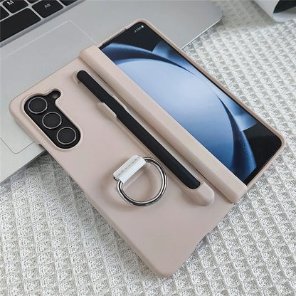 For Samsung Galaxy Z Fold5 5G Case Skin-Touch PC Phone Cover with Stylus and Stylus Slot