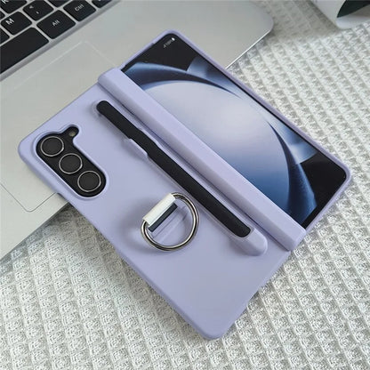 For Samsung Galaxy Z Fold5 5G Case Skin-Touch PC Phone Cover with Stylus and Stylus Slot