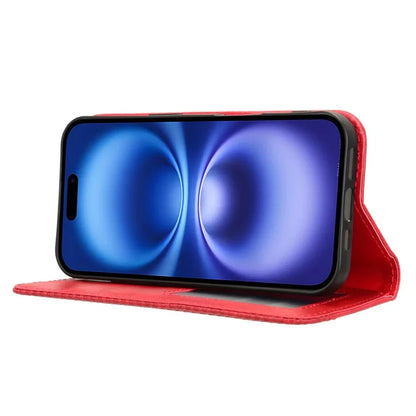 For iPhone 16 Plus Leather Case Wallet Stand Retro Texture Phone Cover