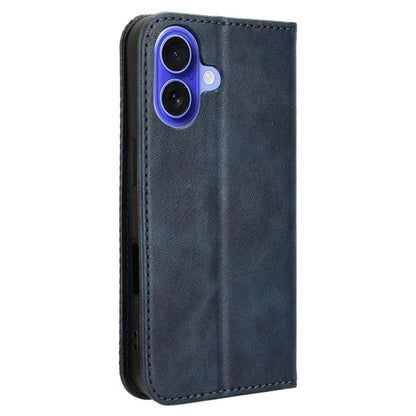For iPhone 16 Plus Leather Case Wallet Stand Retro Texture Phone Cover
