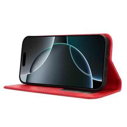 For iPhone 16 Pro Leather Case Wallet Stand Retro Texture Phone Cover