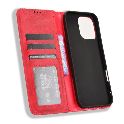 For iPhone 16 Pro Leather Case Wallet Stand Retro Texture Phone Cover