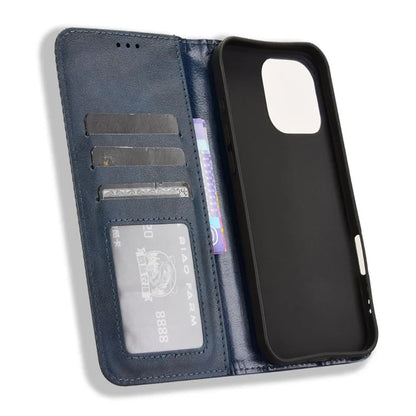 For iPhone 16 Pro Leather Case Wallet Stand Retro Texture Phone Cover