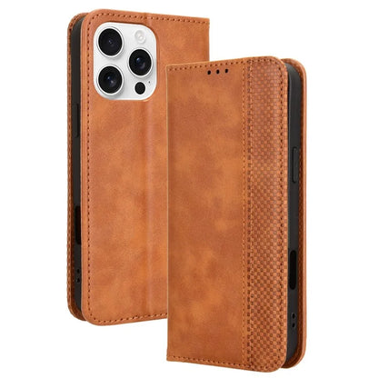 For iPhone 16 Pro Leather Case Wallet Stand Retro Texture Phone Cover