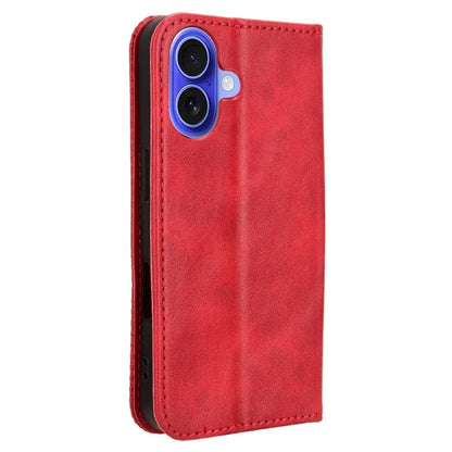 For iPhone 16 Leather Case Wallet Stand Retro Texture Phone Cover