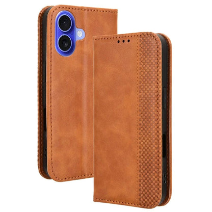 For iPhone 16 Leather Case Wallet Stand Retro Texture Phone Cover