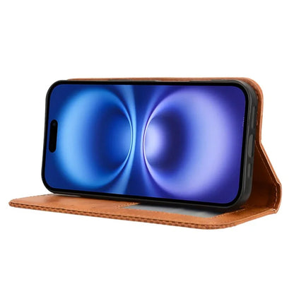 For iPhone 16 Leather Case Wallet Stand Retro Texture Phone Cover