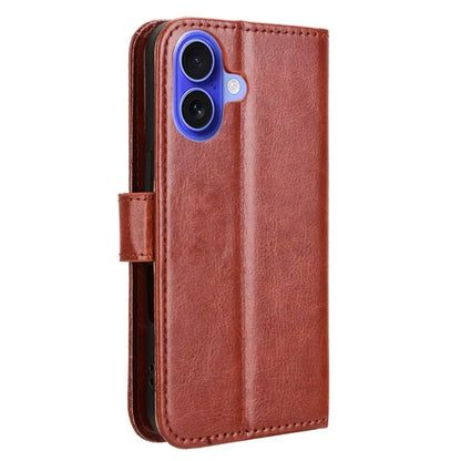 For iPhone 16 Plus Case Crazy Horse Texture PU Leather Phone Wallet Cover