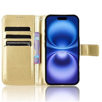 For iPhone 16 Plus Case Crazy Horse Texture PU Leather Phone Wallet Cover