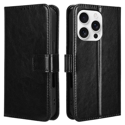 For iPhone 16 Pro Case Crazy Horse Texture PU Leather Phone Wallet Cover