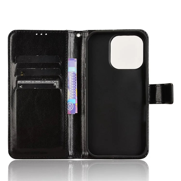 For iPhone 16 Pro Case Crazy Horse Texture PU Leather Phone Wallet Cover