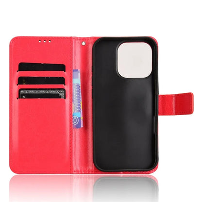 For iPhone 16 Pro Case Crazy Horse Texture PU Leather Phone Wallet Cover