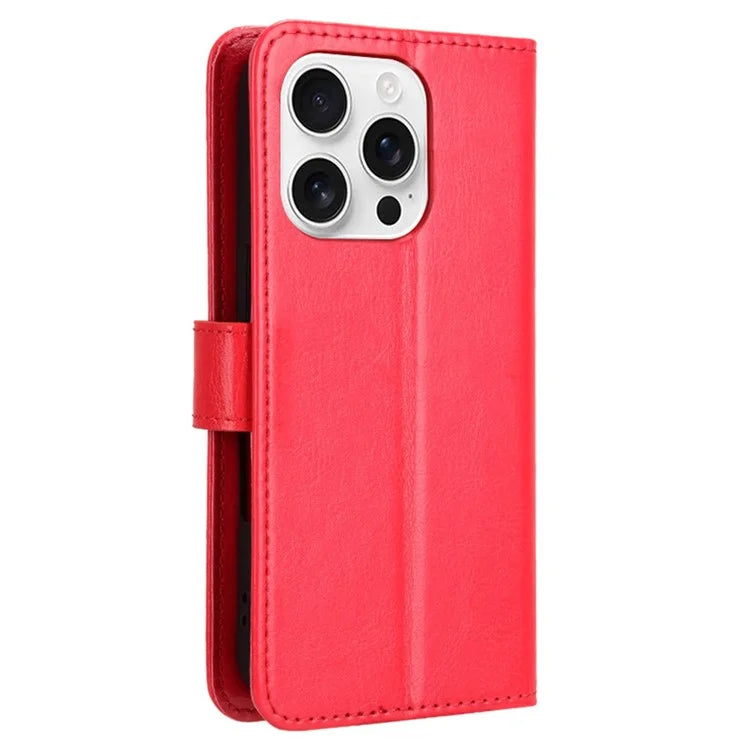 For iPhone 16 Pro Case Crazy Horse Texture PU Leather Phone Wallet Cover
