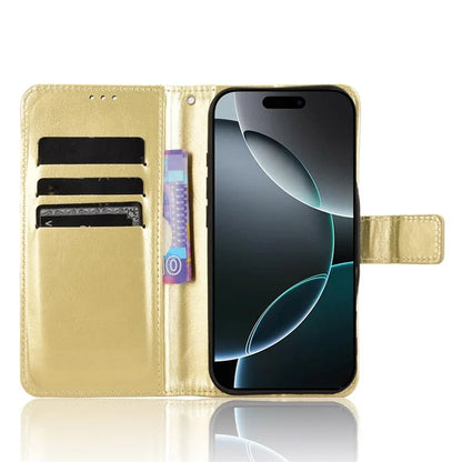 For iPhone 16 Pro Case Crazy Horse Texture PU Leather Phone Wallet Cover