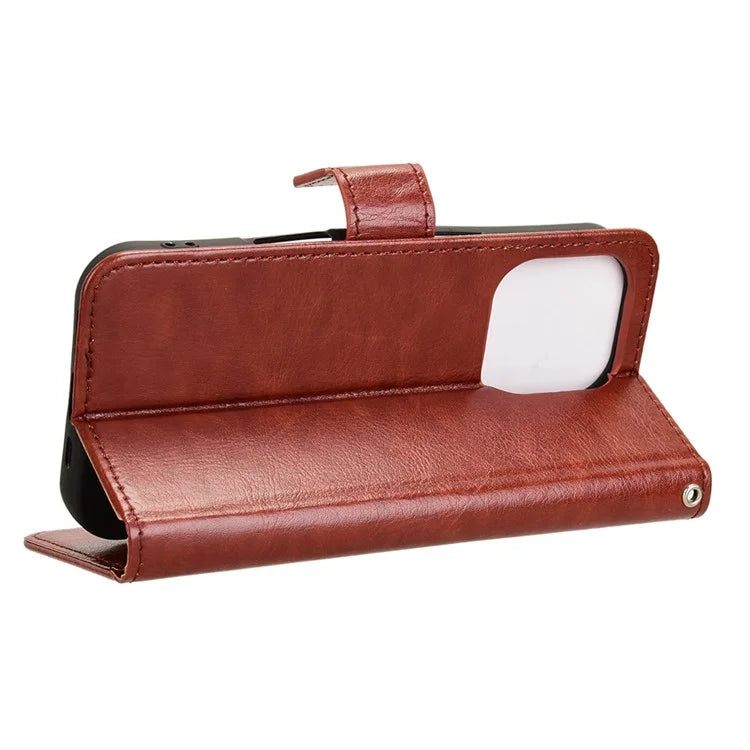 For iPhone 16 Pro Case Crazy Horse Texture PU Leather Phone Wallet Cover