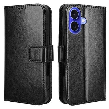 For iPhone 16 Case Crazy Horse Texture PU Leather Phone Wallet Cover