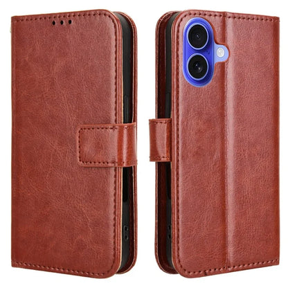 For iPhone 16 Case Crazy Horse Texture PU Leather Phone Wallet Cover