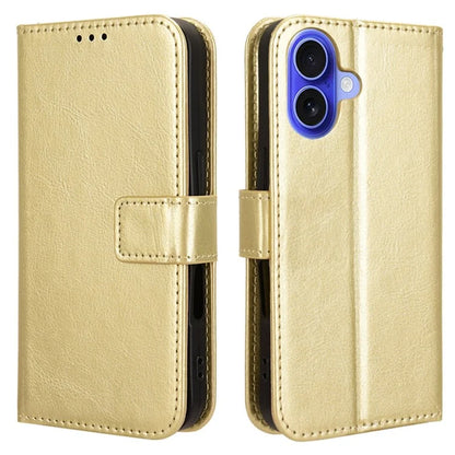 For iPhone 16 Case Crazy Horse Texture PU Leather Phone Wallet Cover