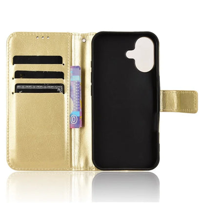 For iPhone 16 Case Crazy Horse Texture PU Leather Phone Wallet Cover