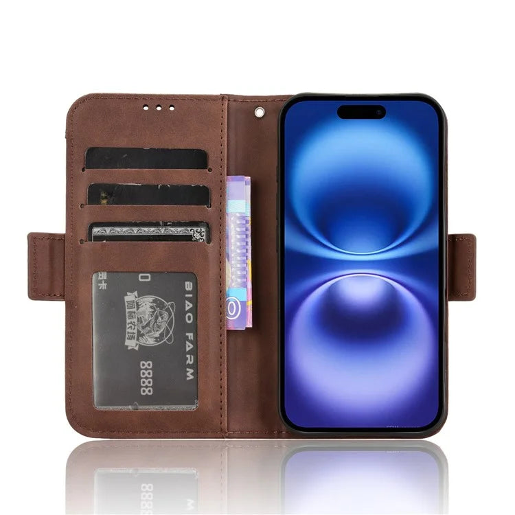 For iPhone 16 Plus Leather Case Phone Wallet Cover with Multiple Card Slots