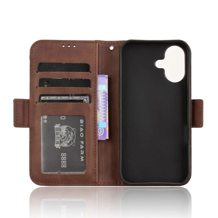 For iPhone 16 Plus Leather Case Phone Wallet Cover with Multiple Card Slots