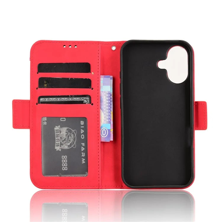 For iPhone 16 Plus Leather Case Phone Wallet Cover with Multiple Card Slots
