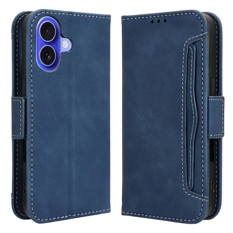 For iPhone 16 Plus Leather Case Phone Wallet Cover with Multiple Card Slots