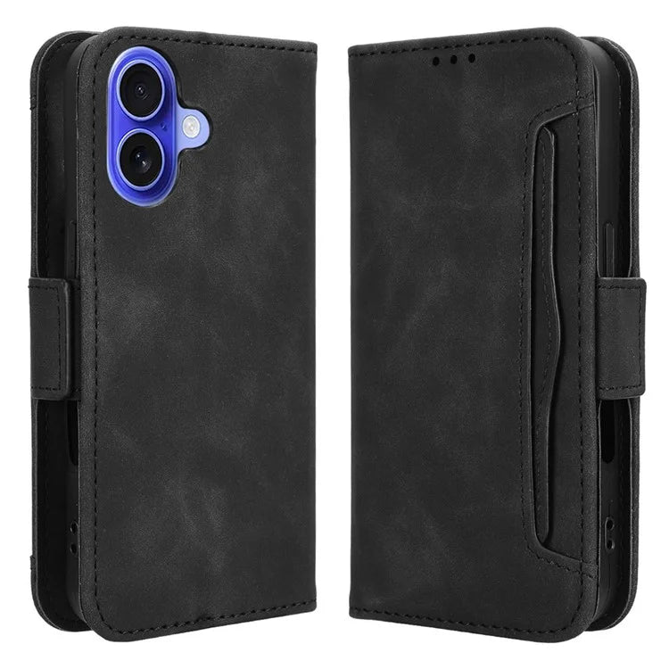 For iPhone 16 Plus Leather Case Phone Wallet Cover with Multiple Card Slots