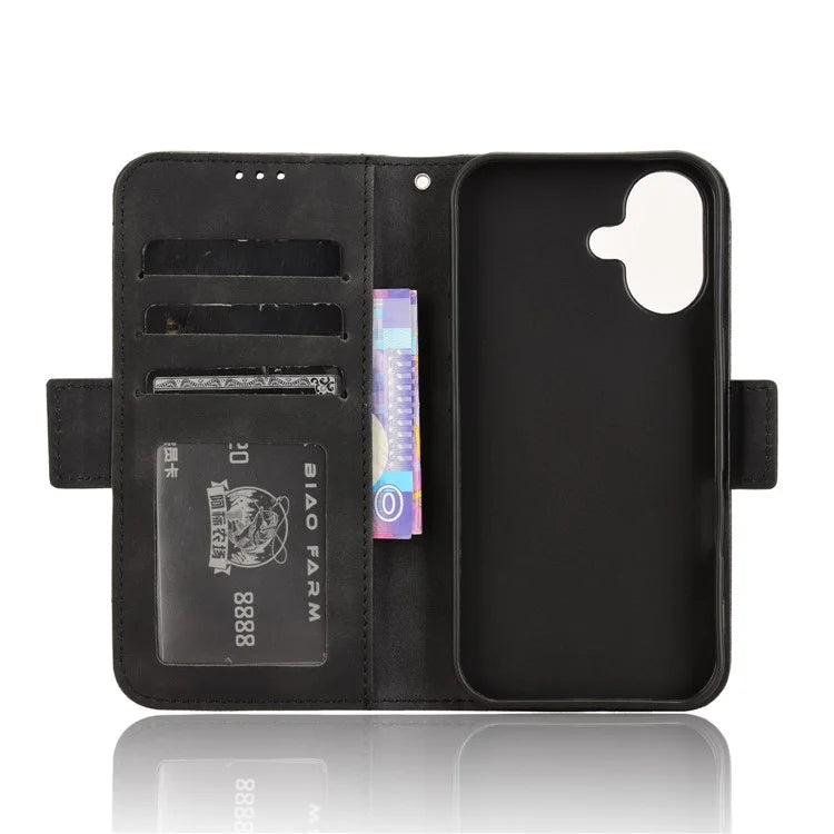 For iPhone 16 Plus Leather Case Phone Wallet Cover with Multiple Card Slots