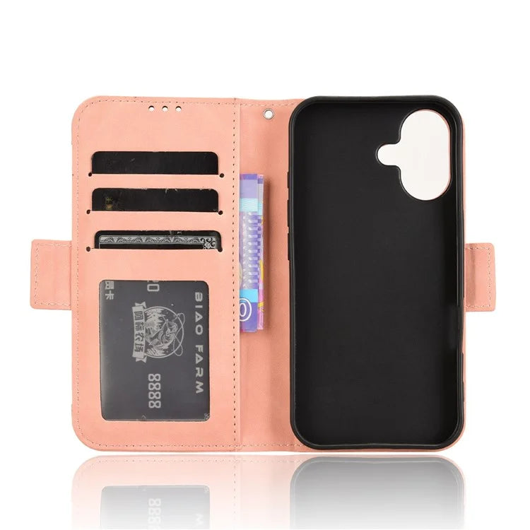 For iPhone 16 Plus Leather Case Phone Wallet Cover with Multiple Card Slots