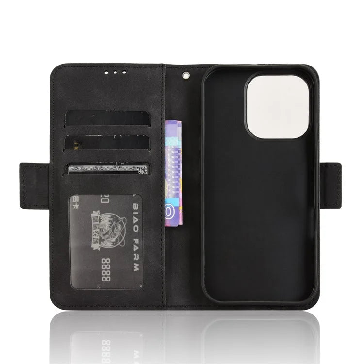For iPhone 16 Pro Leather Case Phone Wallet Cover with Multiple Card Slots