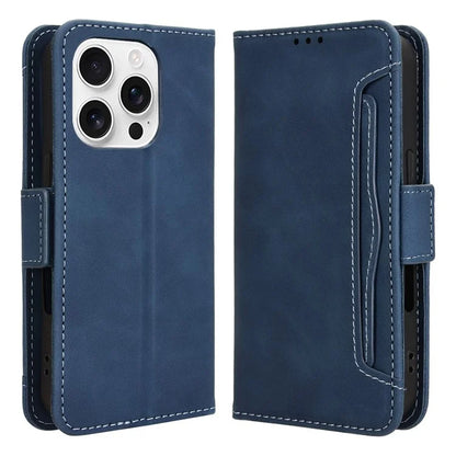 For iPhone 16 Pro Leather Case Phone Wallet Cover with Multiple Card Slots