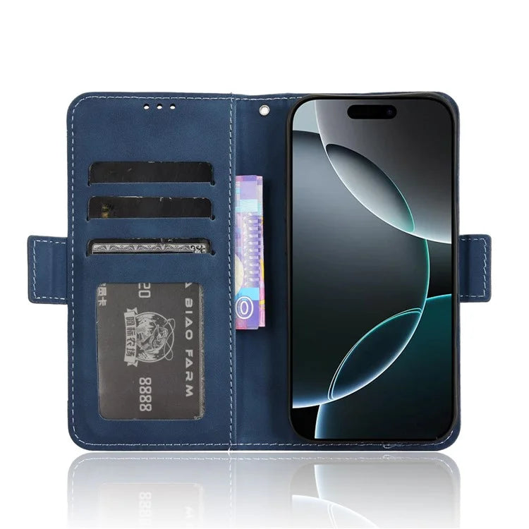 For iPhone 16 Pro Leather Case Phone Wallet Cover with Multiple Card Slots
