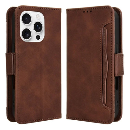 For iPhone 16 Pro Leather Case Phone Wallet Cover with Multiple Card Slots