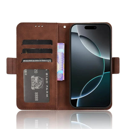 For iPhone 16 Pro Leather Case Phone Wallet Cover with Multiple Card Slots