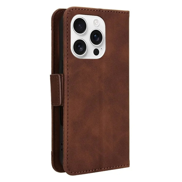 For iPhone 16 Pro Leather Case Phone Wallet Cover with Multiple Card Slots