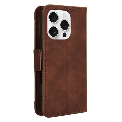 For iPhone 16 Pro Leather Case Phone Wallet Cover with Multiple Card Slots