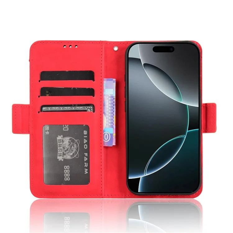 For iPhone 16 Pro Leather Case Phone Wallet Cover with Multiple Card Slots