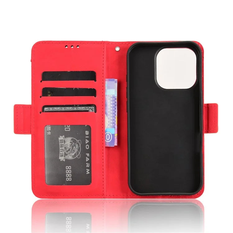 For iPhone 16 Pro Leather Case Phone Wallet Cover with Multiple Card Slots