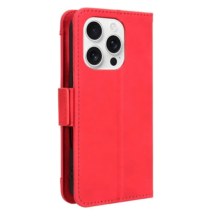 For iPhone 16 Pro Leather Case Phone Wallet Cover with Multiple Card Slots