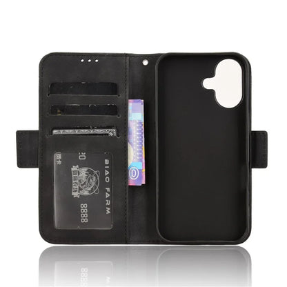 For iPhone 16 Leather Case Phone Wallet Cover with Multiple Card Slots
