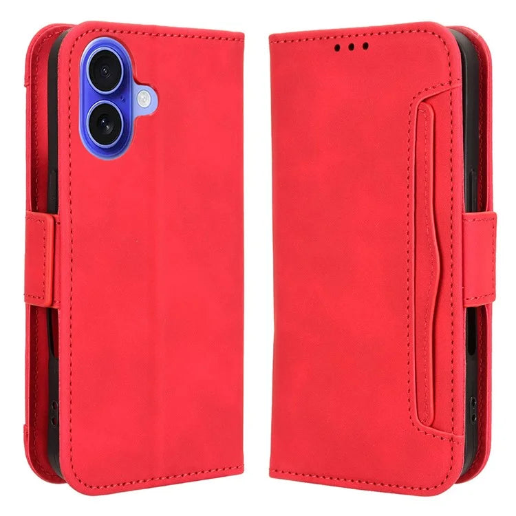 For iPhone 16 Leather Case Phone Wallet Cover with Multiple Card Slots