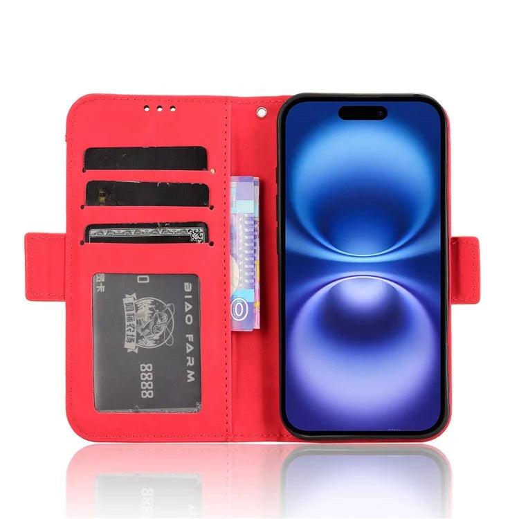 For iPhone 16 Leather Case Phone Wallet Cover with Multiple Card Slots