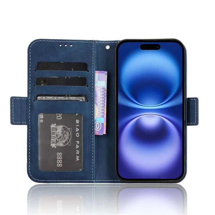 For iPhone 16 Leather Case Phone Wallet Cover with Multiple Card Slots