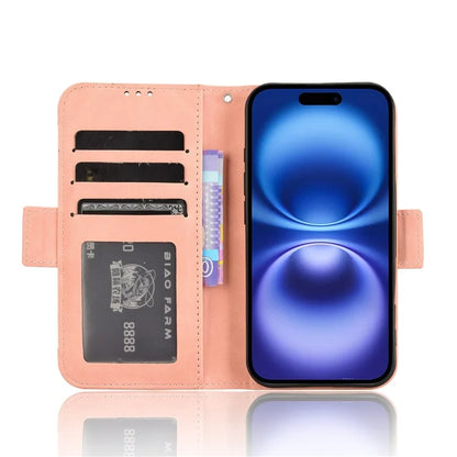 For iPhone 16 Leather Case Phone Wallet Cover with Multiple Card Slots