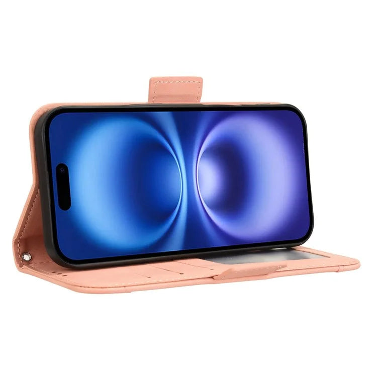 For iPhone 16 Leather Case Phone Wallet Cover with Multiple Card Slots