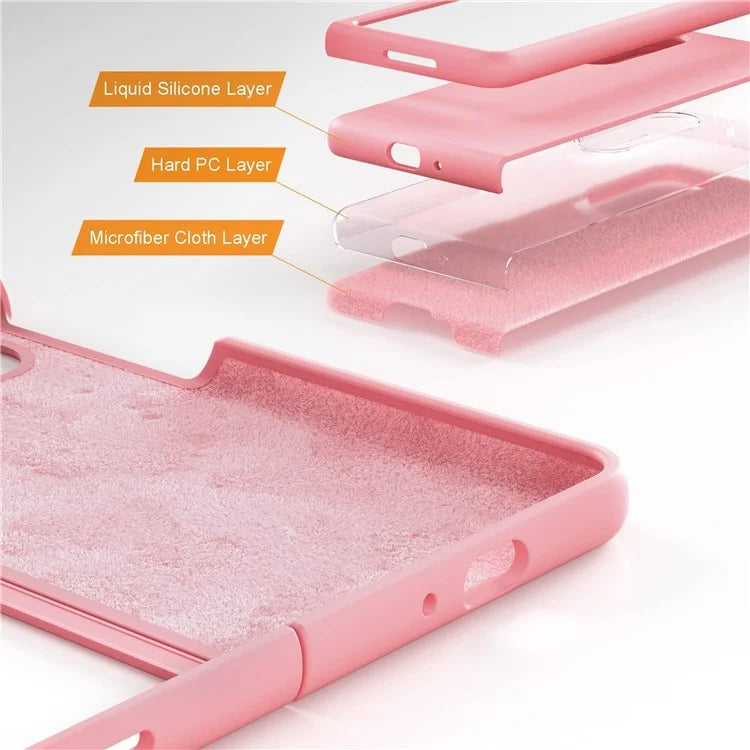 KALEBOL KLB-YTGJ002 For Samsung Galaxy Z Fold5 5G Case Solid Color Liquid Silicone+PC Phone Cover