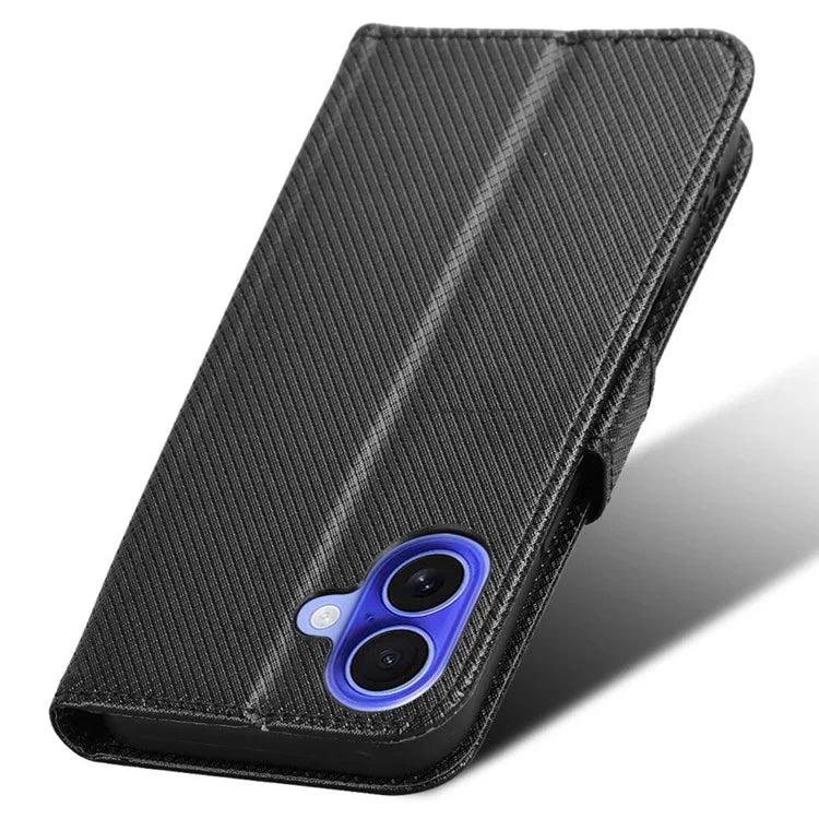 For iPhone 16 Plus Case PU Leather Diamond Texture Wallet Phone Cover