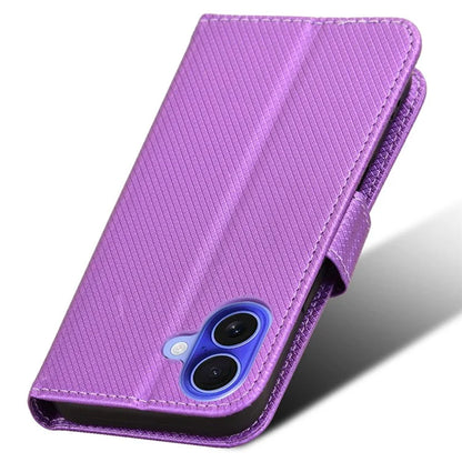 For iPhone 16 Plus Case PU Leather Diamond Texture Wallet Phone Cover